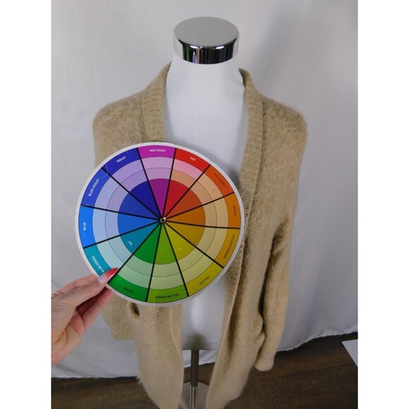 Woven Heart Small Beige Fuzzy Cardigan Open Front Cottagecore - Picture 8 of 11